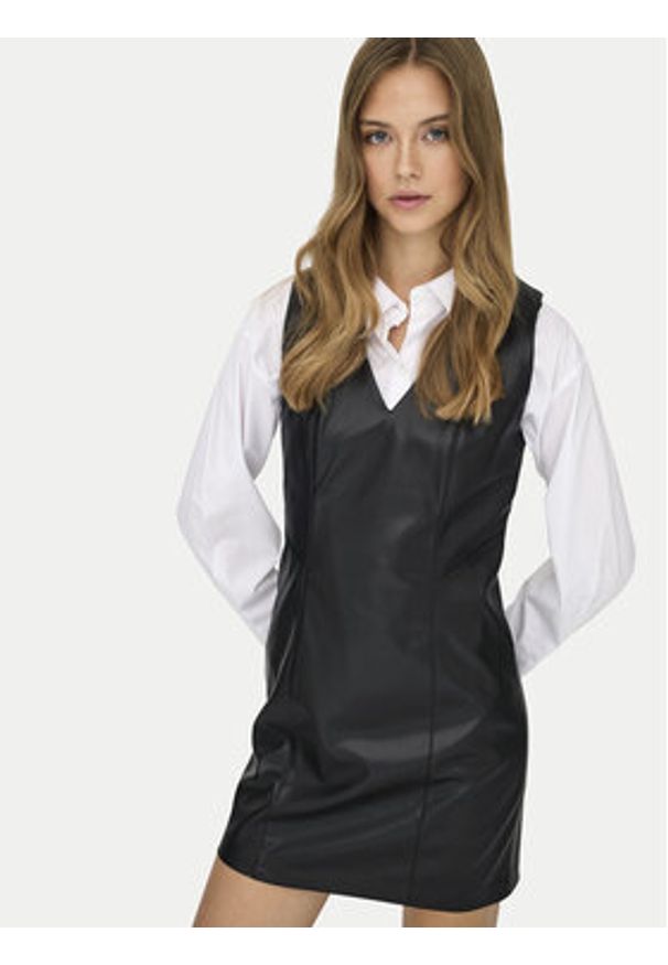 only - ONLY Sukienka z imitacji skóry Nelly 15360558 Czarny Slim Fit. Kolor: czarny. Materiał: skóra