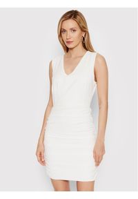 DeeZee Sukienka koktajlowa Enternity PLY033 Biały Slim Fit. Kolor: biały. Materiał: syntetyk. Styl: wizytowy
