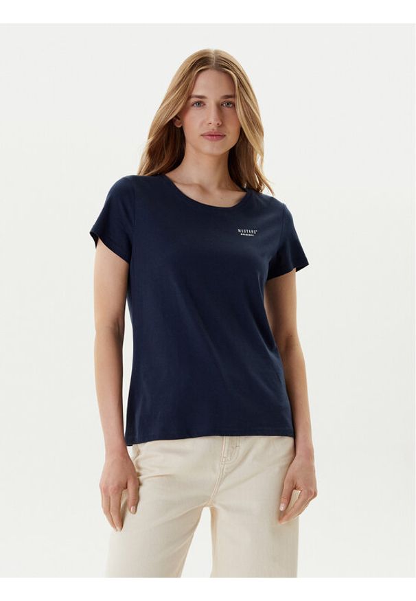 Mustang T-Shirt Alma 1016155 Granatowy Regular Fit. Kolor: niebieski. Materiał: bawełna