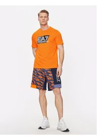 EA7 Emporio Armani T-Shirt 3DPT81 PJM9Z 1666 Pomarańczowy Regular Fit. Kolor: pomarańczowy. Materiał: bawełna