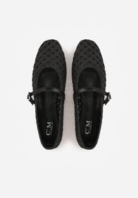 Born2be - Czarne Balerinki Ozdobione Ażurowym Motywem i Paskiem Nonaniassi. Okazja: na co dzień. Zapięcie: pasek. Kolor: czarny. Materiał: jeans. Wzór: ażurowy, aplikacja. Styl: casual, elegancki #7