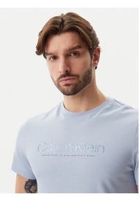 Calvin Klein T-Shirt Satin Bonded Logo K10K114162 Błękitny Regular Fit. Kolor: niebieski. Materiał: bawełna