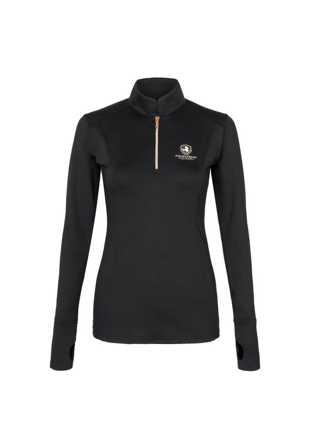 Koszulka jeździecka damska EQUESTRIAN QUEEN Bailey z długim rękawem. Kolor: czarny. Materiał: materiał. Długość rękawa: długi rękaw. Długość: długie