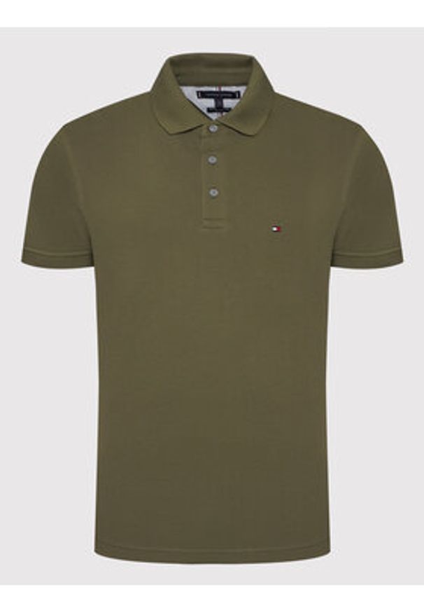 TOMMY HILFIGER - Tommy Hilfiger Polo 1985 MW0MW17771 Zielony Slim Fit. Typ kołnierza: polo. Kolor: zielony. Materiał: bawełna