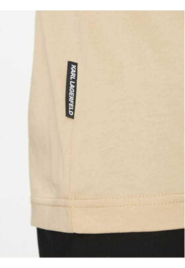 Karl Lagerfeld - KARL LAGERFELD Polo 745007 552200 Beżowy Regular Fit. Typ kołnierza: polo. Kolor: beżowy. Materiał: bawełna