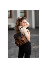 Plecak damski brązowy PAOLO PERUZZI T-16-BR. Kolor: brązowy. Materiał: skóra. Styl: klasyczny, vintage, elegancki, retro #1