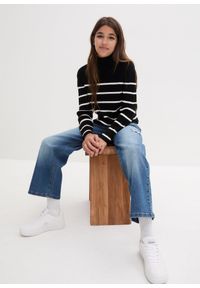 bonprix - Dżinsy wide leg, mid waist. Kolor: niebieski