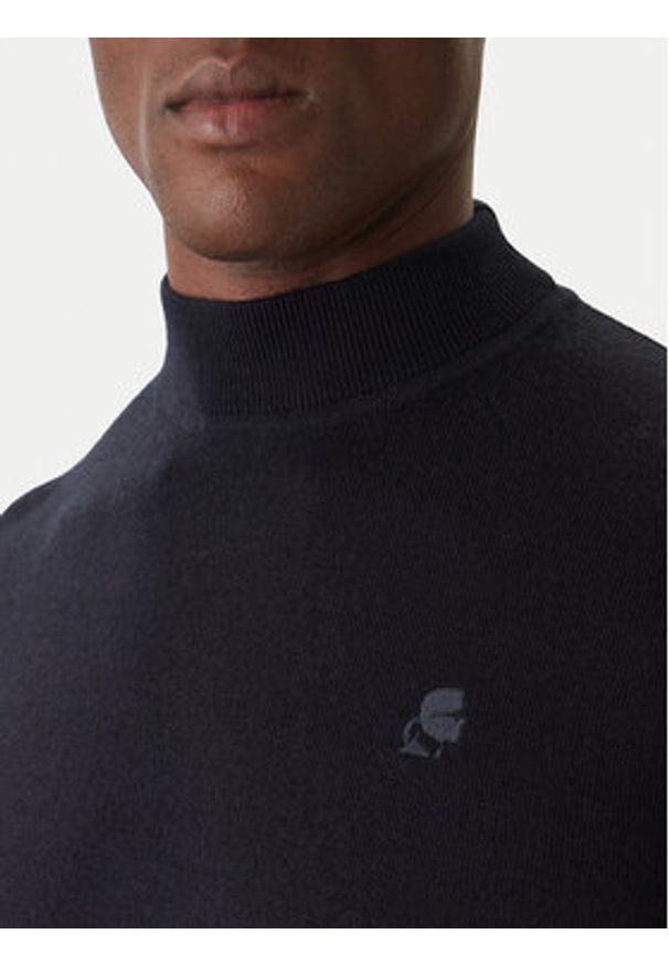 Karl Lagerfeld - KARL LAGERFELD Golf 655002 554399 Granatowy Slim Fit. Typ kołnierza: golf. Kolor: niebieski. Materiał: wełna
