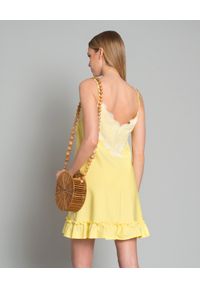 Pinko - PINKO - Sukienka z kryształami. Kolor: żółty. Materiał: koronka. Długość rękawa: na ramiączkach. Wzór: aplikacja, koronka. Sezon: lato. Styl: elegancki #4