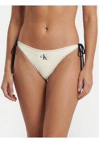 Calvin Klein Swimwear Dół od bikini LV00Q61215 Kremowy. Kolor: kremowy. Materiał: syntetyk #1