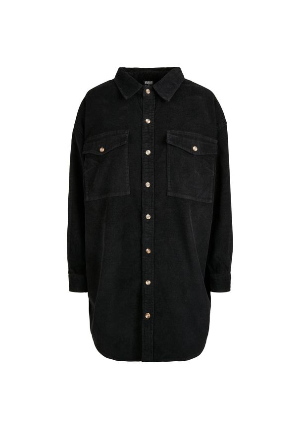 Damska sztruksowa długa koszula Urban Classics. Kolor: czarny. Materiał: sztruks. Długość: długie