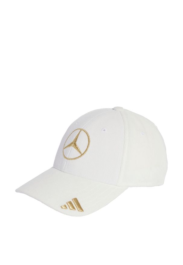 Adidas - Sztruksowa czapka Mercedes-AMG Petronas Formula One Team Monaco. Kolor: biały. Materiał: sztruks. Styl: elegancki