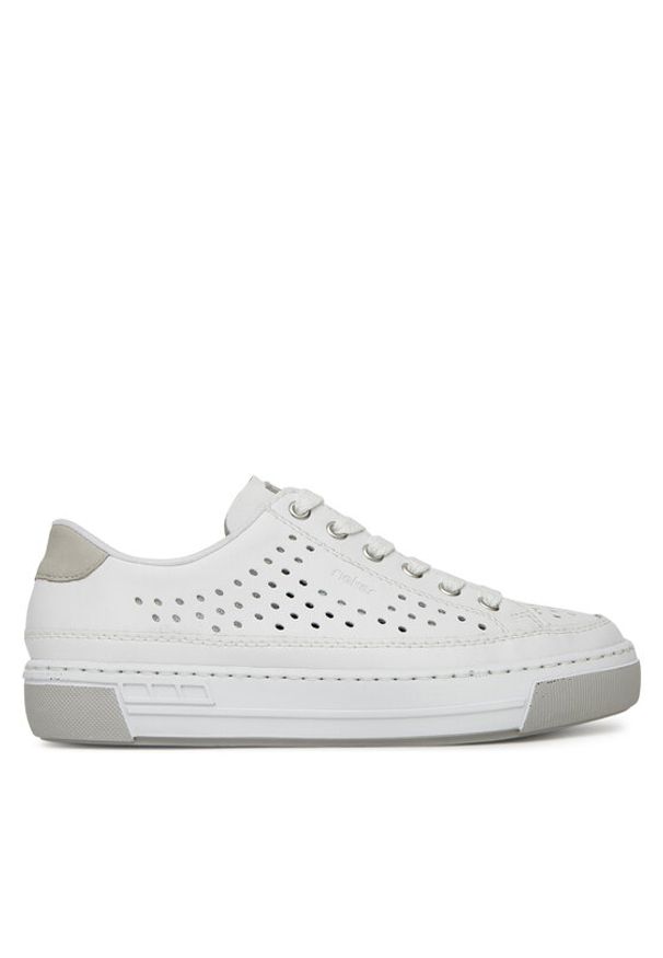 Rieker Sneakersy L8849-80 Biały. Kolor: biały. Materiał: skóra