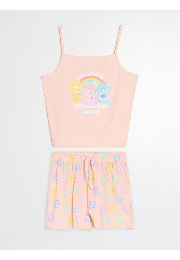 Sinsay - Bawełniana piżama dwuczęściowa z nadrukiem Care Bears - pomarańczowy. Kolor: pomarańczowy. Materiał: bawełna. Wzór: nadruk