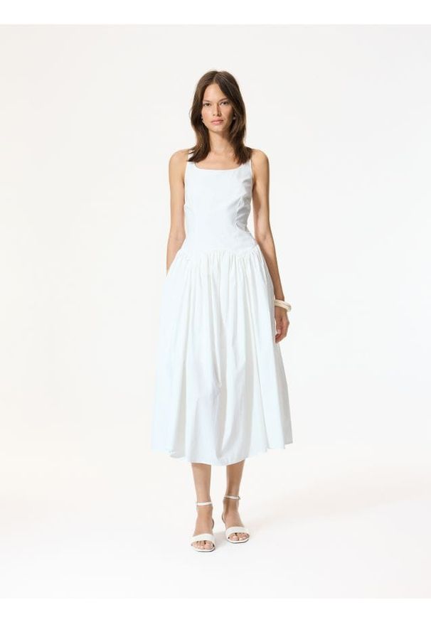 Reserved - Sukienka z ozdobnym wiązaniem - złamana biel. Materiał: bawełna, tkanina