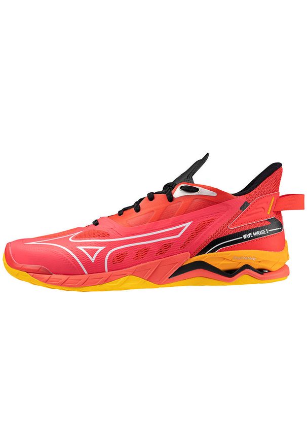 Buty halowe Mizuno Wave Mirage. Kolor: wielokolorowy, biały, czerwony. Model: Mizuno Wave. Sport: piłka ręczna