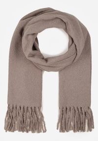 Born2be - Szary Klasyczny Szalik Zdobiony Frędzlami Vetilana. Okazja: do pracy. Kolor: szary. Materiał: jeans. Wzór: aplikacja. Styl: klasyczny #3