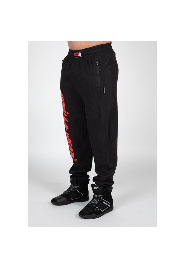 GORILLA WEAR - Augustine Stara szkoła Spodnie - Czarny/Czerwony. Kolor: czerwony, wielokolorowy, czarny. Sport: fitness