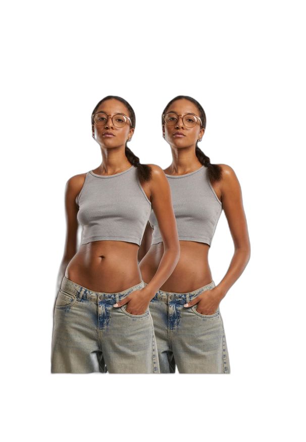 Top z jersey damski Urban Classics (x2). Kolor: szary. Materiał: jersey. Styl: elegancki