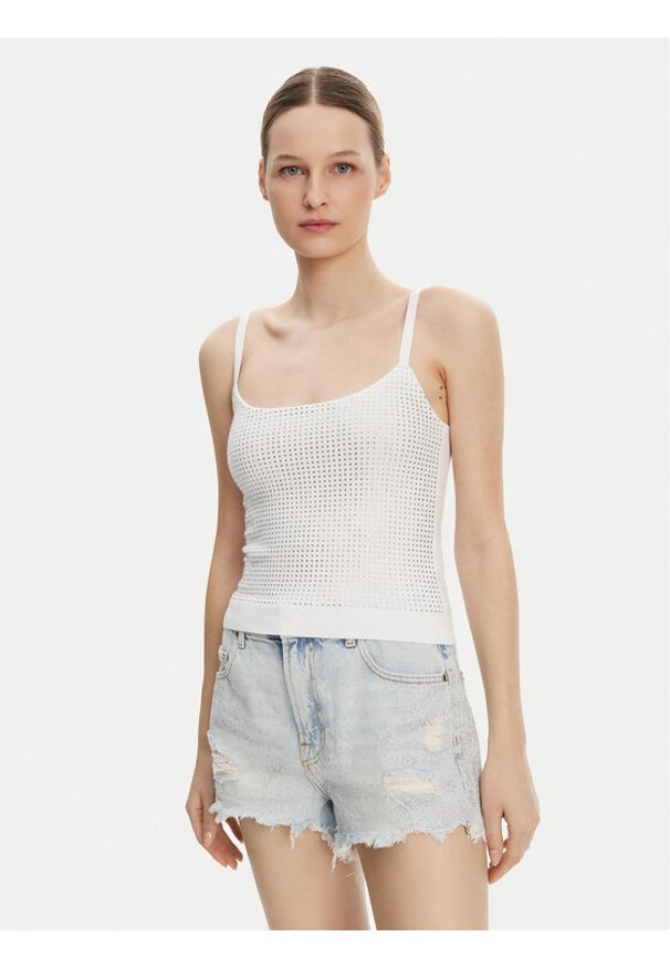 Guess Top W5GR47 Z3MN2 Biały Regular Fit. Kolor: biały. Materiał: syntetyk