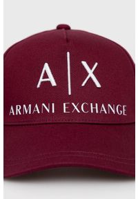 Armani Exchange Czapka 954039.CC513.NOS kolor bordowy z aplikacją. Kolor: czerwony. Wzór: aplikacja #4