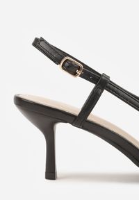 Renee - Czarne Ażurowe Sandały na Szpilce Typu Slingback Pavidia. Zapięcie: sprzączka. Kolor: czarny. Materiał: koronka. Wzór: ażurowy. Obcas: na szpilce #6