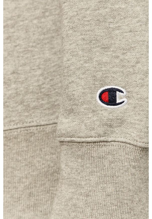 Champion - Bluza. Okazja: na co dzień. Typ kołnierza: kaptur. Kolor: szary. Materiał: dzianina. Wzór: aplikacja. Styl: casual