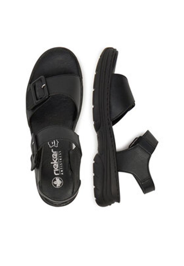 Rieker Sandały 66680-00 Czarny. Kolor: czarny. Materiał: skóra