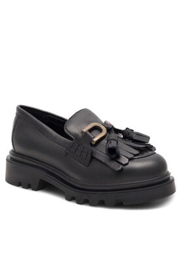 Badura Loafersy 22SS24 Czarny. Kolor: czarny. Materiał: skóra