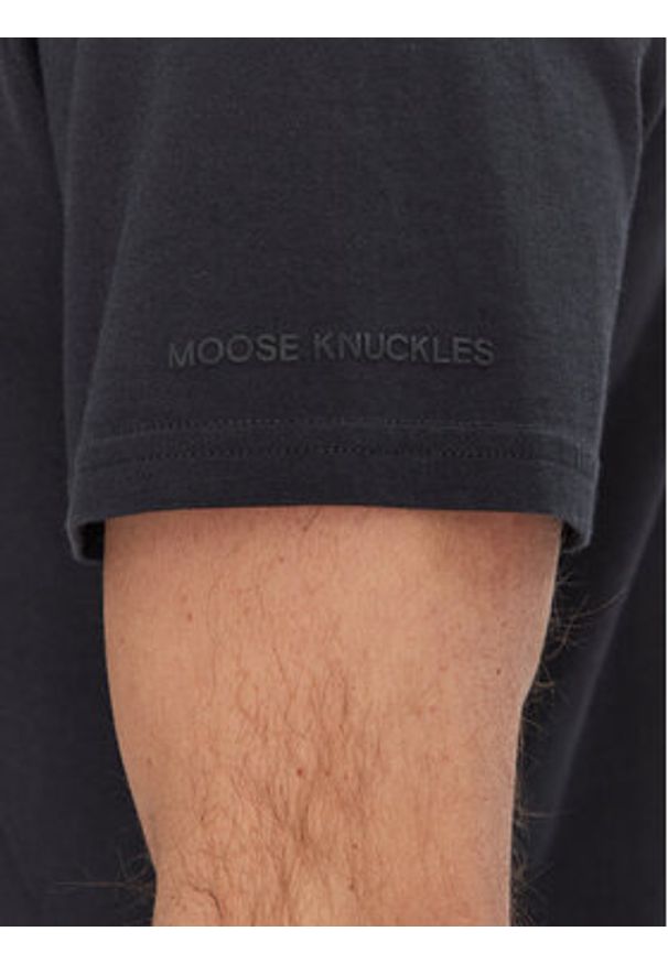 Moose Knuckles T-Shirt Conway M15MT760 Granatowy Regular Fit. Kolor: niebieski. Materiał: bawełna