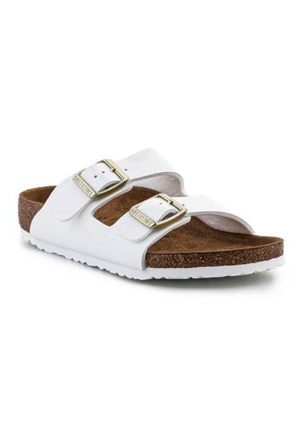 Klapki dla dzieci Birkenstock Arizona. Kolor: biały. Materiał: syntetyk, tkanina, skóra, materiał
