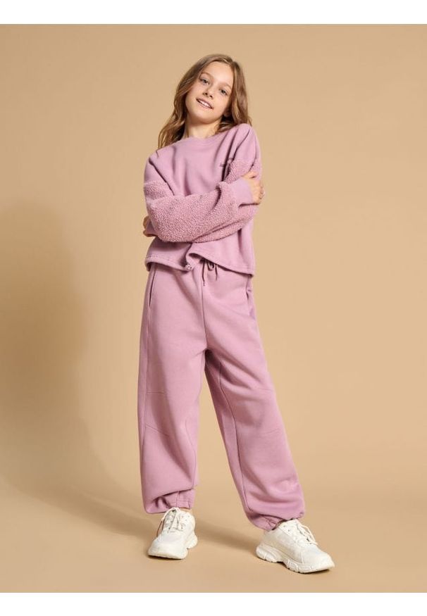 Sinsay - Spodnie dresowe jogger - różowy. Kolor: różowy. Materiał: dresówka