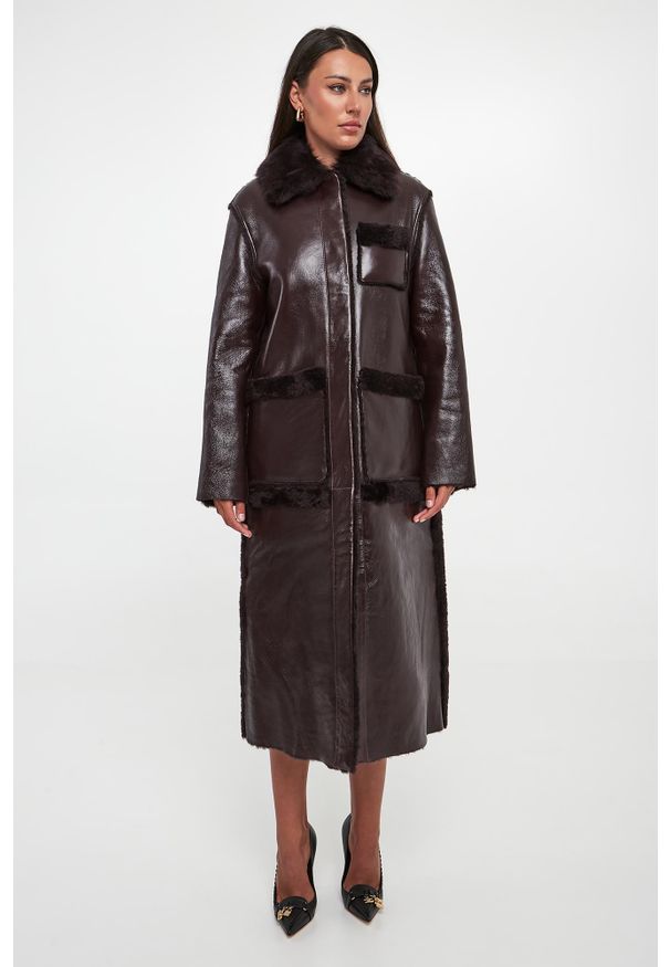 Płaszcz damski skórzany DIEGO M. Materiał: skóra