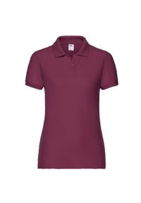FRUIT OF THE LOOM - Koszulka Polo Damska 65/35. Typ kołnierza: polo. Kolor: czerwony, wielokolorowy, brązowy