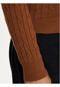 GANT - Gant Sweter 4800100 Brązowy Slim Fit. Kolor: brązowy. Materiał: bawełna #3