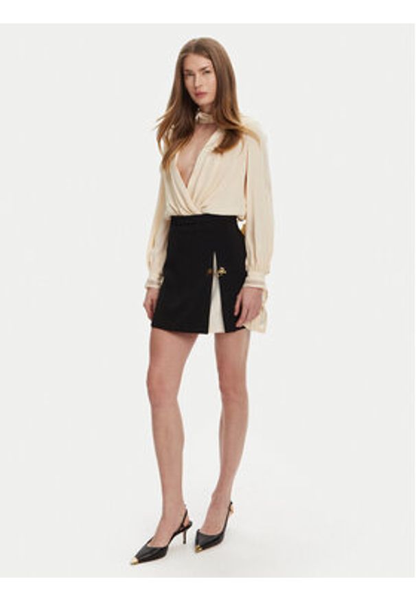 Elisabetta Franchi Body CB-006-51E2 Écru Regular Fit. Kolor: kremowy. Materiał: wiskoza