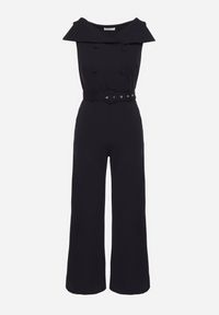 Born2be - Granatowy Kombinezon z Wywijanym Dekoltem w Łódkę i Paskiem z Klamrą Galithiela. Okazja: na co dzień. Kolor: niebieski. Wzór: aplikacja. Styl: elegancki, casual, klasyczny #7