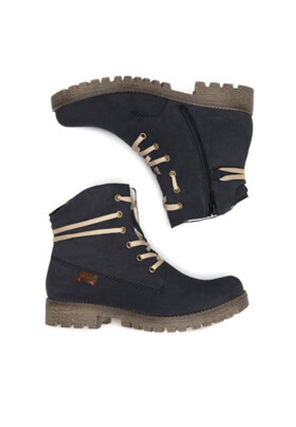 Rieker Trzewiki 78550-14 Niebieski. Kolor: niebieski. Materiał: materiał