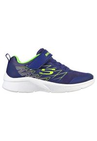 skechers - Buty do chodzenia dla dzieci Skechers Microspec Texlor. Kolor: niebieski. Materiał: guma, materiał, tkanina, syntetyk. Sport: turystyka piesza
