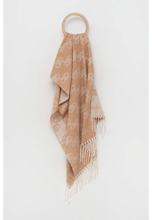 Liu Jo szalik damski kolor beżowy wzorzysty. Kolor: beżowy. Materiał: tkanina