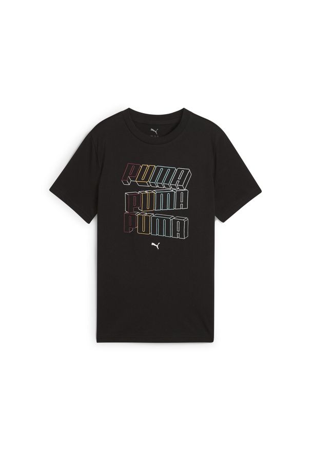 Puma - Młodzieżowa koszulka Essentials Logo Lab PUMA Black. Kolor: czarny. Wzór: haft, nadruk. Sport: joga i pilates