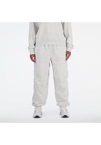Spodnie damskie New Balance WP41513AHH – szare. Stan: podwyższony. Kolor: szary. Materiał: bawełna, dresówka. Wzór: ze splotem