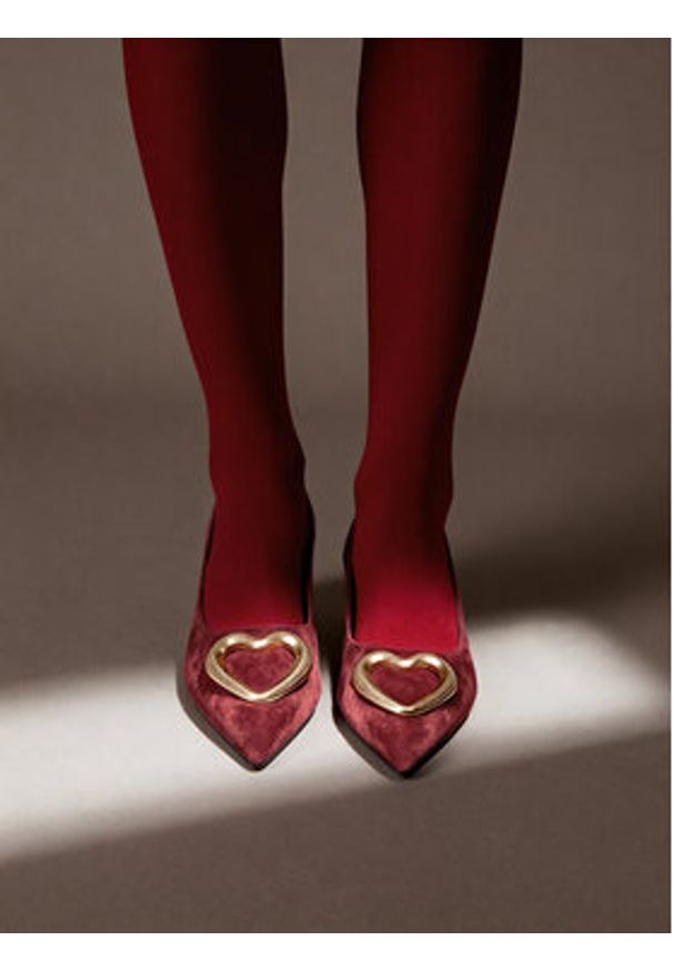 Eva Minge Baleriny EO-ELLA-1750-1-2 Bordowy. Kolor: czerwony. Materiał: zamsz, skóra