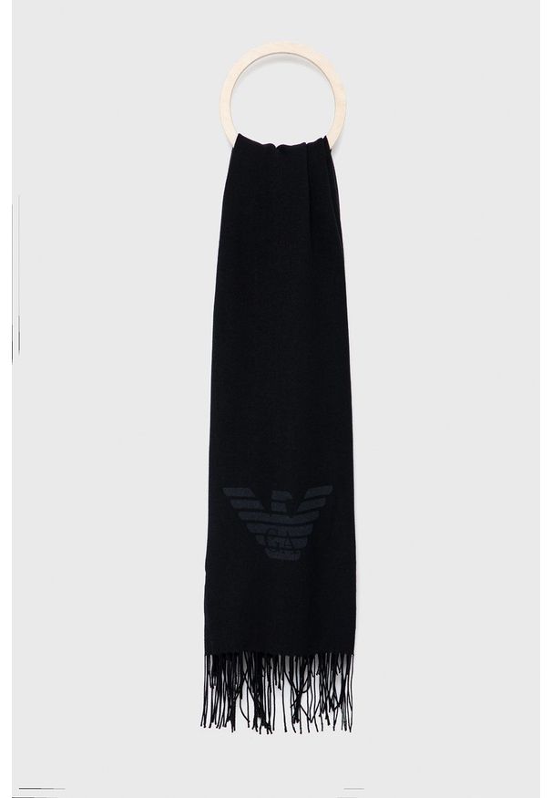 Emporio Armani Szalik męski kolor czarny z nadrukiem. Kolor: czarny. Materiał: tkanina. Wzór: nadruk