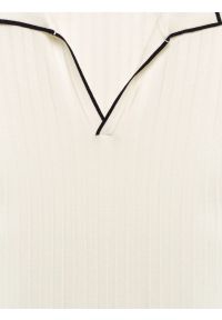 Big-Star - Koszulka damska polo z kontrastowym wykoŅczeniem biała Micka 100. Typ kołnierza: polo. Kolor: biały. Materiał: prążkowany, dzianina, skóra. Wzór: aplikacja. Styl: elegancki, sportowy #2