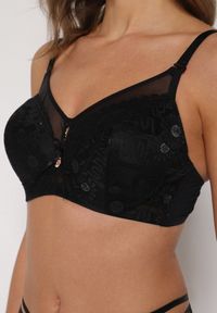 Born2be - Czarny Biustonosz z Koronką i Transparentną Wstawką Heliphine. Kolor: czarny. Materiał: koronka. Wzór: koronka #7