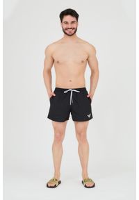 Emporio Armani - EMPORIO ARMANI Czarne męskie kąpielówki De bain logo brodé, Rozmiar 52. Kolor: czarny