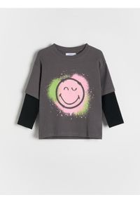 Reserved - Koszulka SmileyWorld® - ciemnoszary. Kolor: szary. Materiał: bawełna