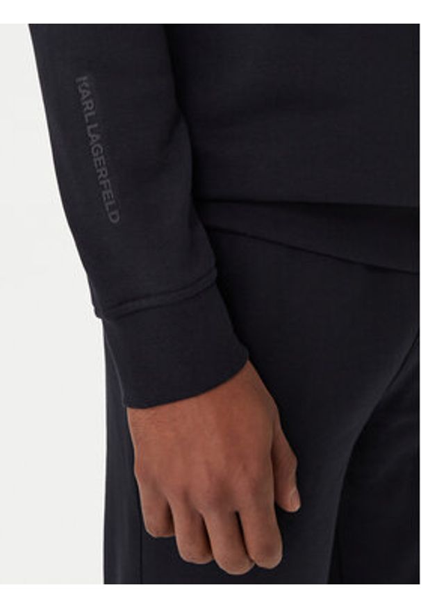 Karl Lagerfeld - KARL LAGERFELD Bluza 705710 561900 Granatowy Regular Fit. Typ kołnierza: dekolt w karo. Kolor: niebieski. Materiał: bawełna