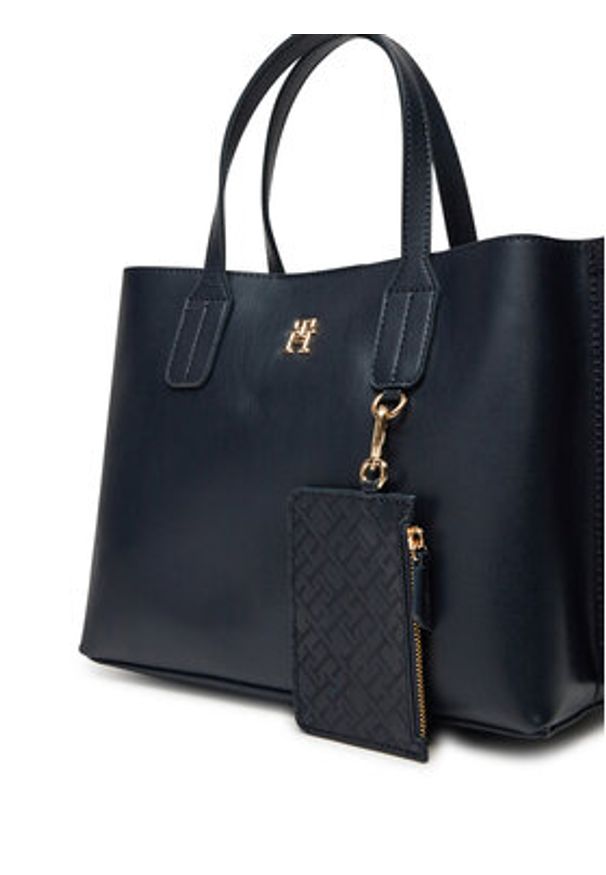 TOMMY HILFIGER - Tommy Hilfiger Torebka Th Distinct Mini Tote AW0AW17192 Granatowy. Kolor: niebieski. Materiał: skórzane